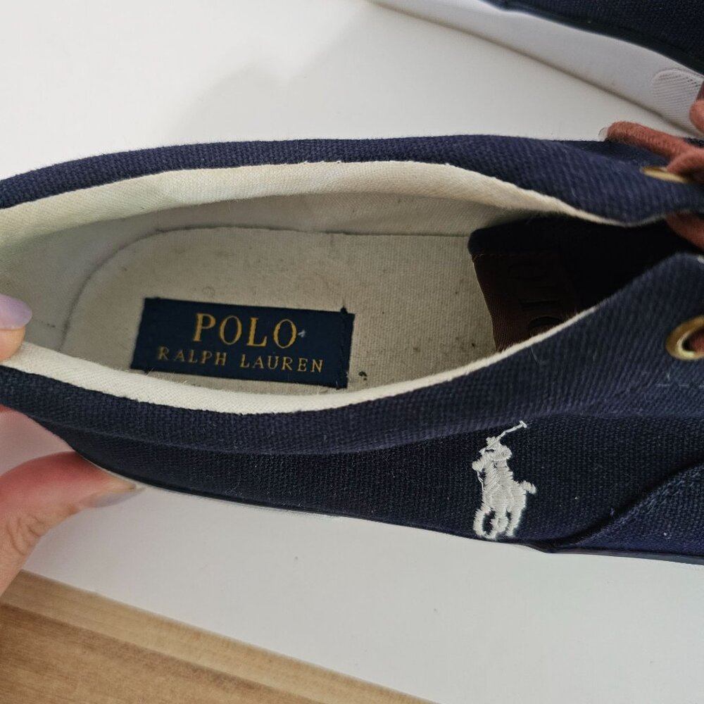 Polo Ralph Lauren Mens‎ Navy Canvas Sneakers Size 11《779》S - Picture 6 of 10